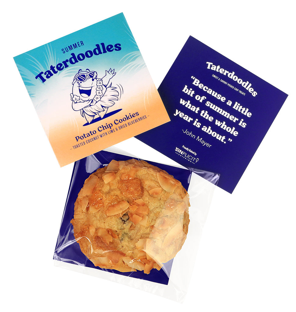 summer coconut taterdoodle potato chip cookie package